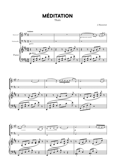 Jules Massenet - Thai¨s Meditation (for French Horn, Cello and Piano) (arr. Cadenza Editions)