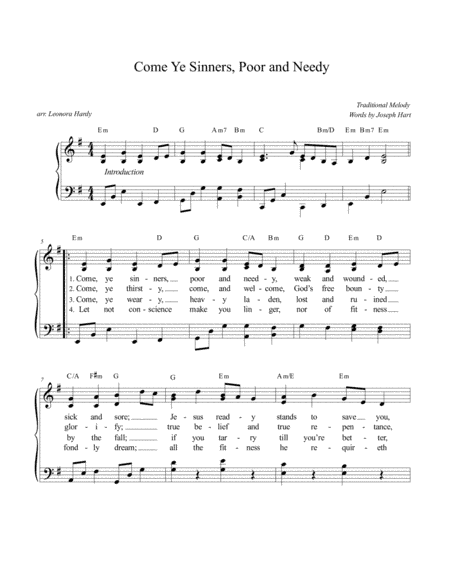 Come Ye Sinners, Poor and Needy (arr. Leonora Hardy)