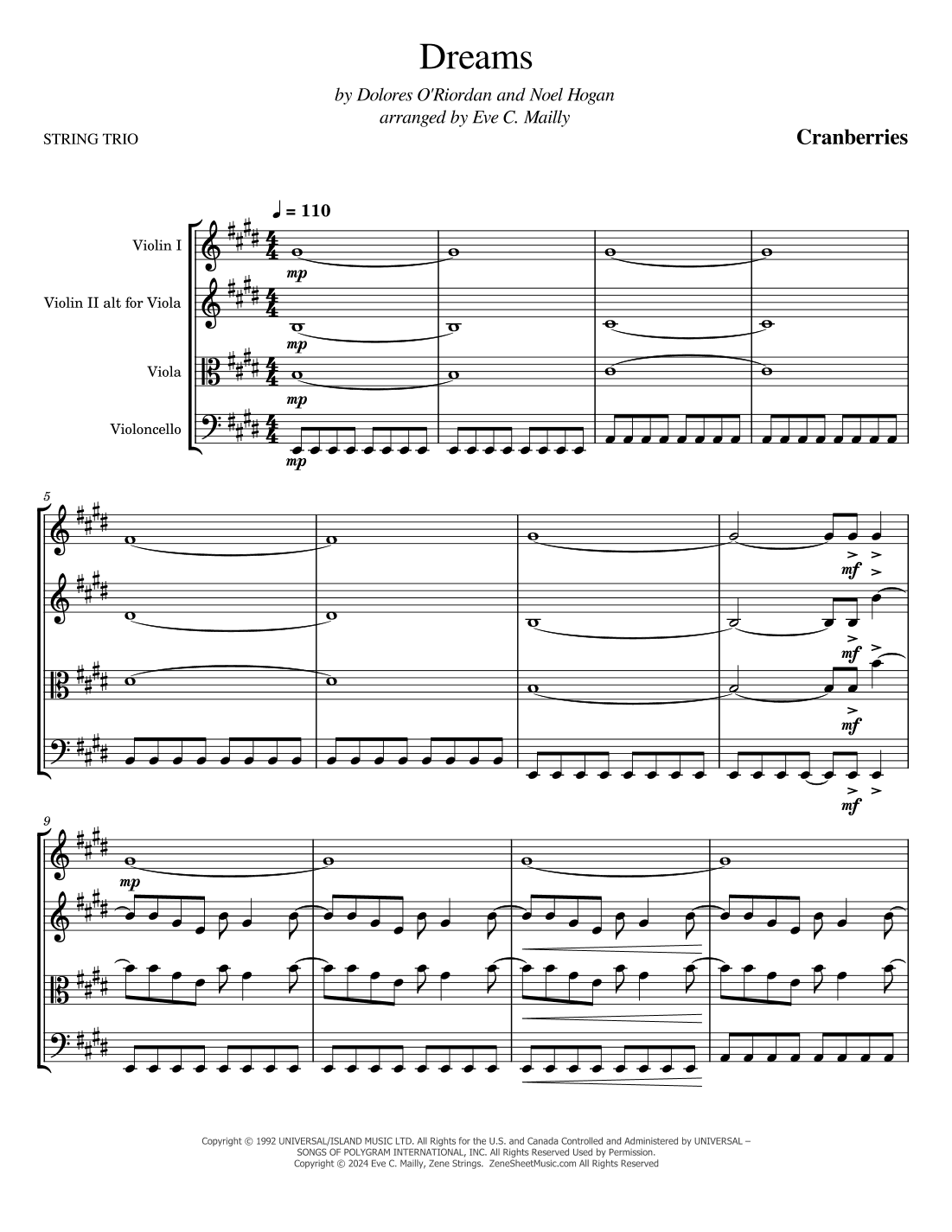 Dreams (arr. Eve C. Mailly - Zene Strings)