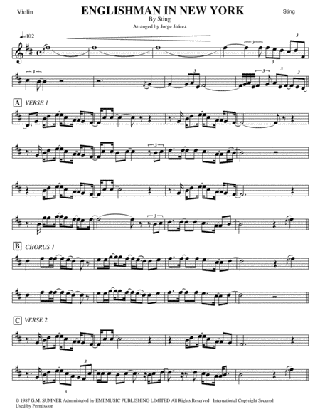 Englishman In New York (arr. Jorge Juárez)