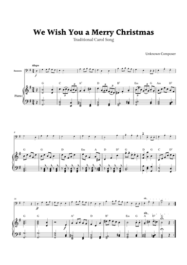 We Wish you a Merry Christmas for Bassoon and Piano (arr. Rika K.)