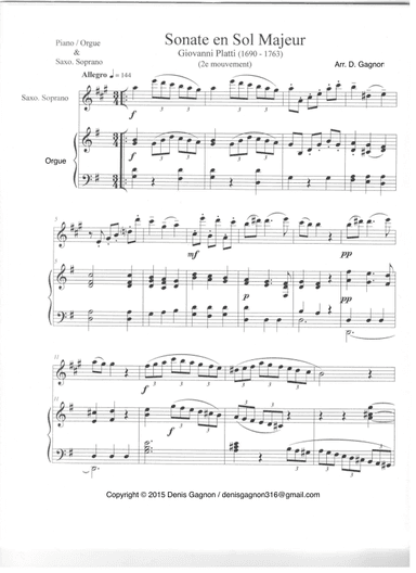 Sonate en Sol Majeur (2e Mouvement) (arr. D. Gagnon)