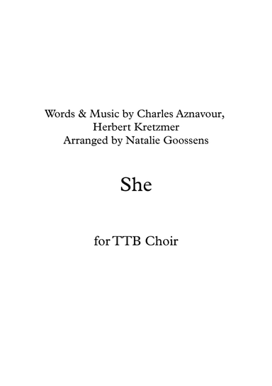 She (arr. Natalie Goossens)