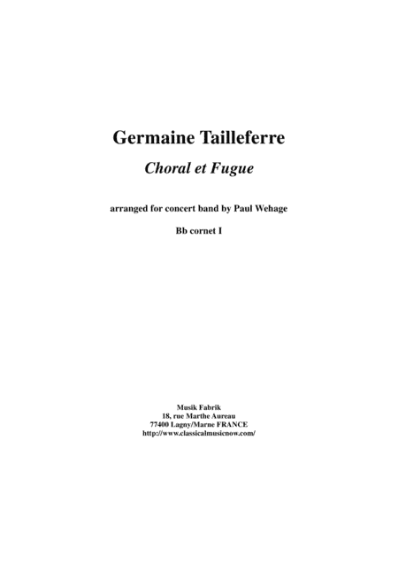Germaine Tailleferre : Choral et Fugue, arranged for concert band by Paul Wehage -  complete set of