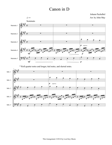 Canon in D (arr. in A) - Percussion Ensemble (arr. John May)