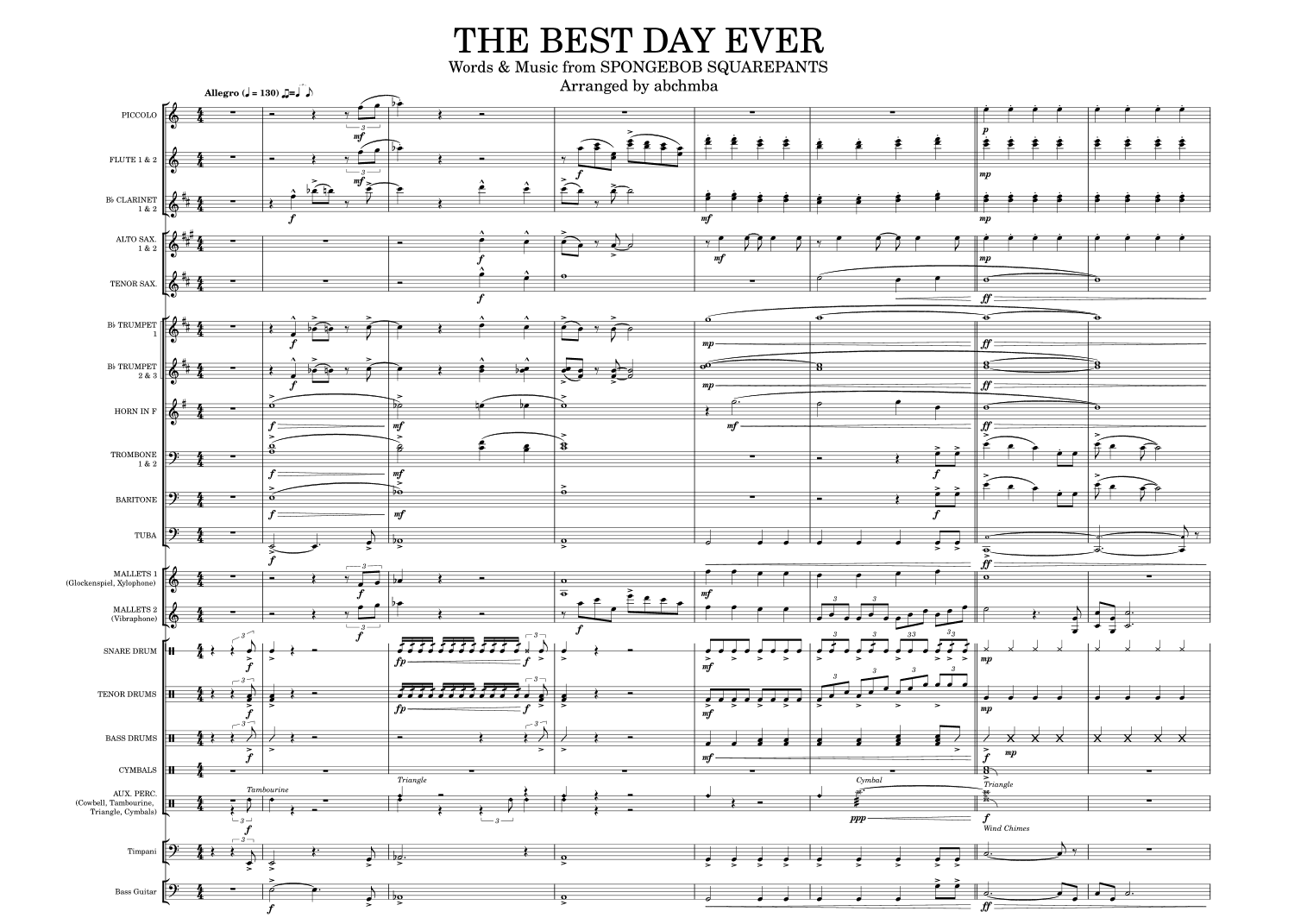 The Best Day Ever (arr. abchmba)