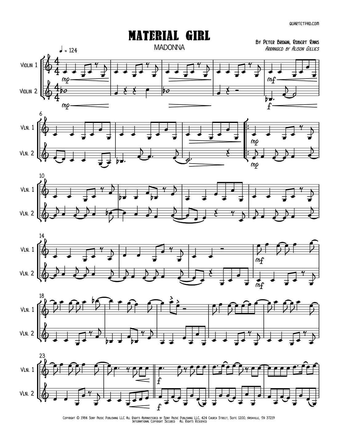 Material Girl (arr. Alison Gillies)