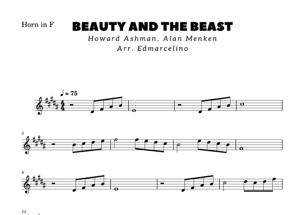 Beauty And The Beast (arr. Edmarcelino)