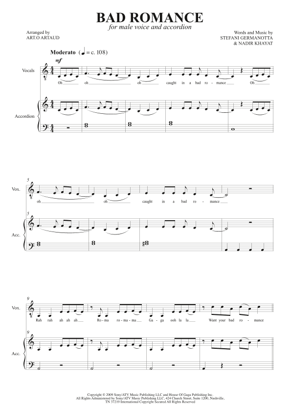 Bad Romance (arr. Art.o Artaud)