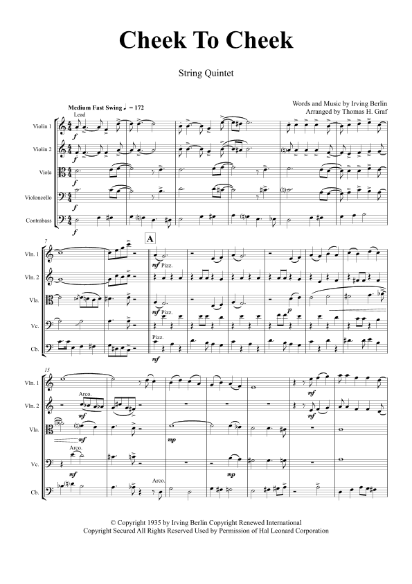 Cheek To Cheek (arr. Thomas Graf)