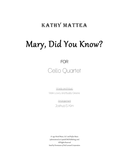 Mary, Did You Know? (arr. Joshua Jun S. Kim)