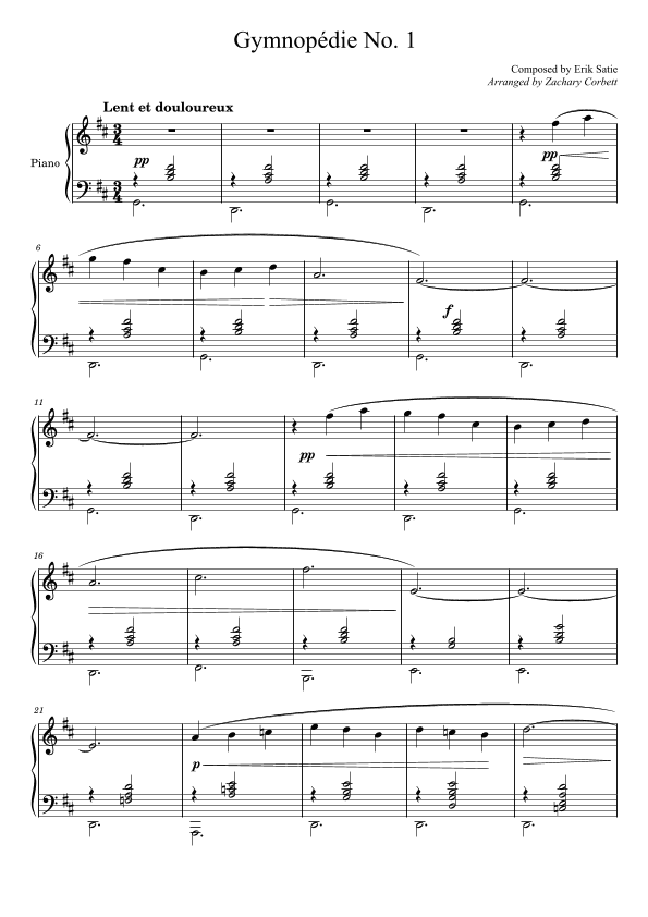 Gymnopédie No. 1 (arr. Zachary Corbett)