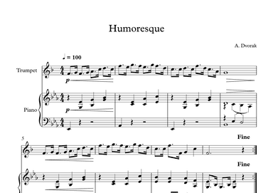Humoresque - Antonin Dvorak (Trumpet + Piano) (arr. Digital Book Music)