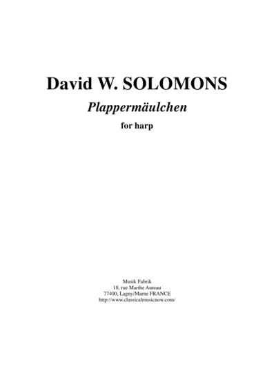 David Warin Solomons:  Plappermäulchen for pedal harp