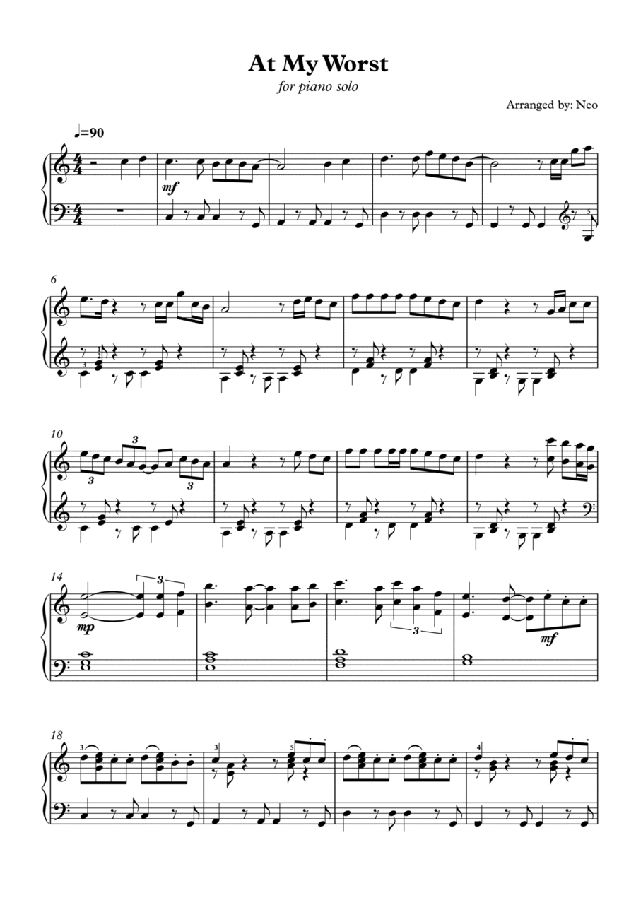 At My Worst (arr. Neo)