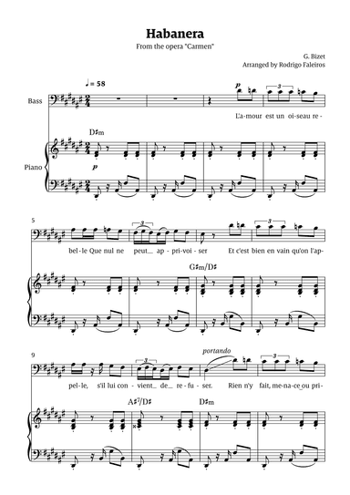 Habanera (for bass - D# minor/ Eb major) (arr. Rodrigo Faleiros)