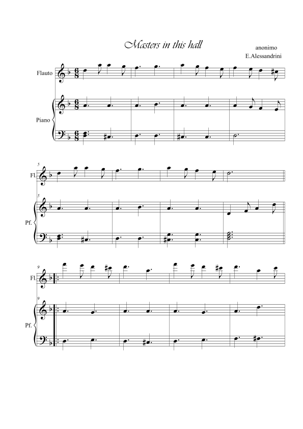Masters in this hall. Flute and piano duo (arr. Ester Alessandrini)
