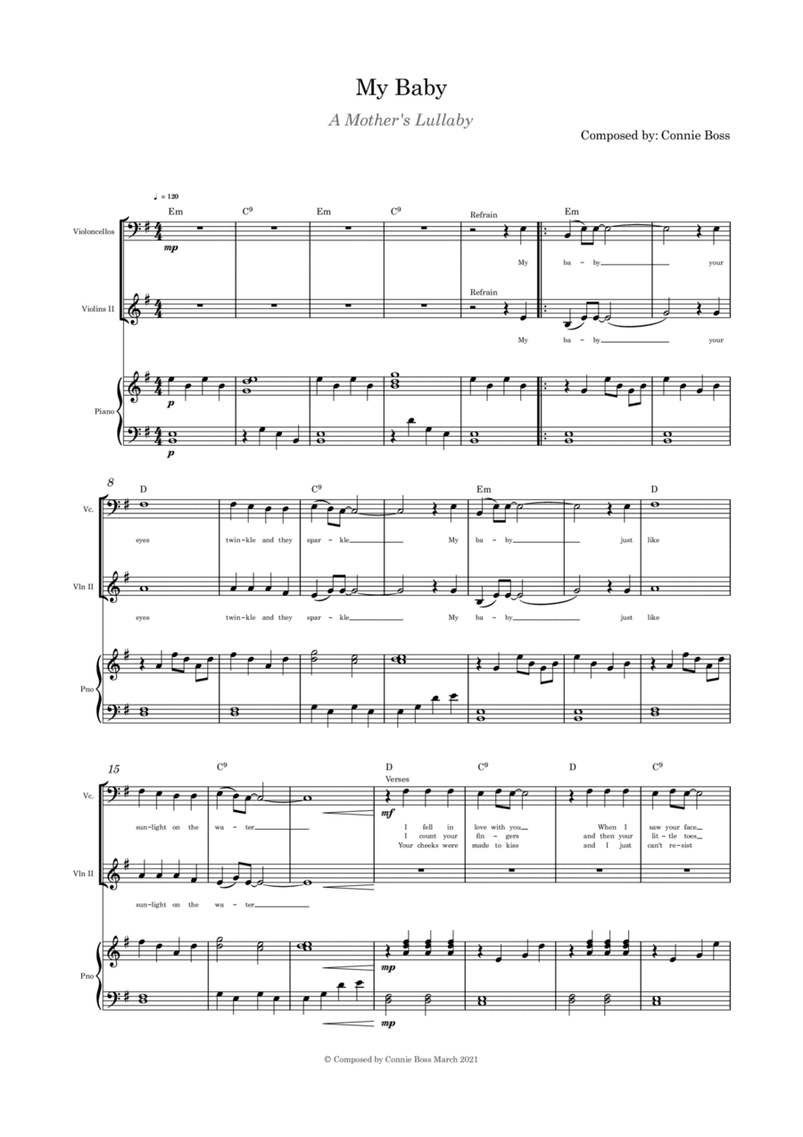My Baby (A Mother's Lullaby) - cello and violin duet and piano