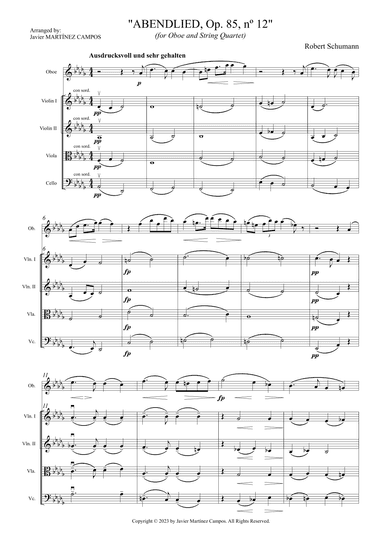 Abendlied Op. 85, nº 12 - Score Only (arr. Javier MARTÍNEZ CAMPOS)