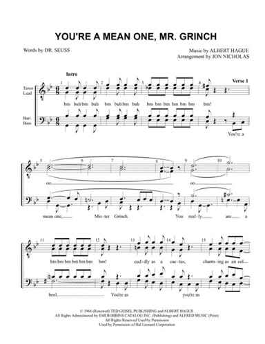 You're A Mean One, Mr. Grinch (arr. Jon Nicholas)