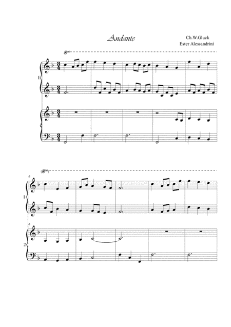 Andante from "Orfeo ed Euridice". Piano 4 hands (arr. Ester Alessandrini)