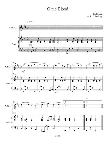O the Blood (Alto Sax Solo with Piano Accompaniment) (arr. B. C. Dockery)