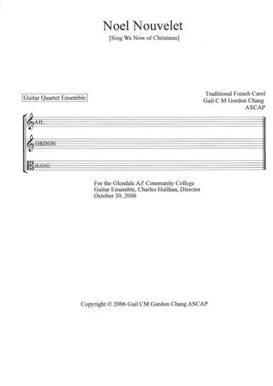 Noel Nouvelet [Sing We Now of Christmas] (arr. Gail CM Gordon Chang)