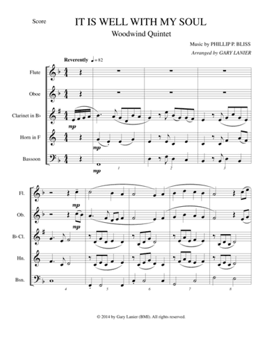 IT IS WELL WITH MY SOUL (WW Quintet with Parts) (arr. Gary Lanier)