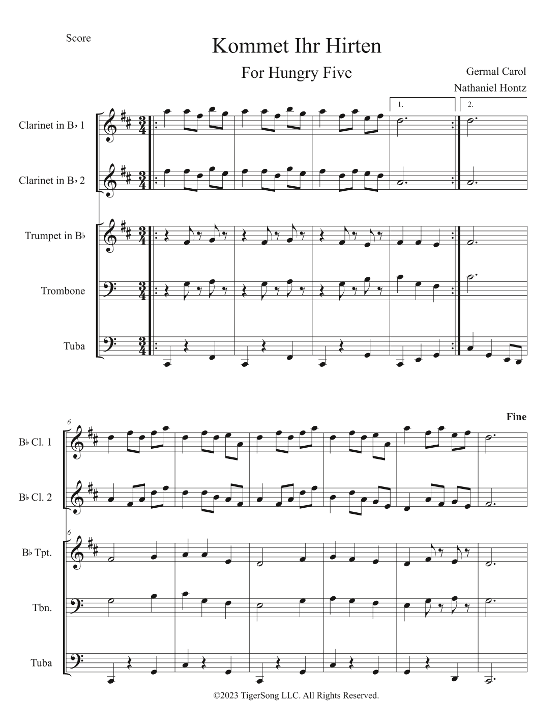 Kommet Ihr Hirten (for Hungry Five) (arr. Nathaniel Hontz)