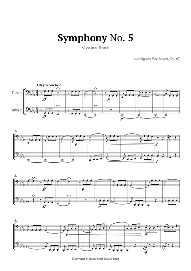 Symphony No. 5 by Beethoven for Tuba Duet (arr. Ander)