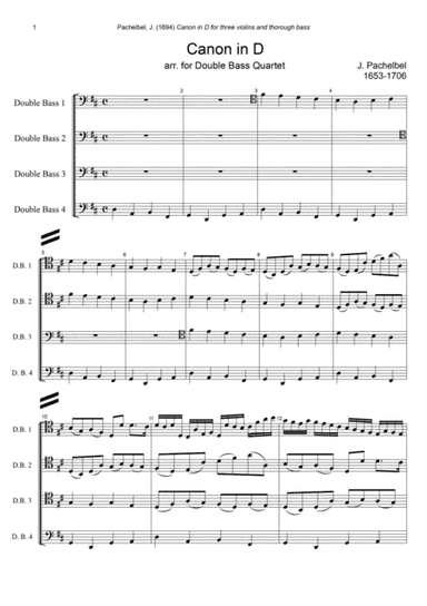 J. Pachelbel - Canon in D-dur, arr. for Double Bass Quartet (arr. Xlomeg)