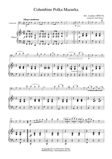 Columbine Polka Mazurka for cello and piano (arr. Amadeus Music)