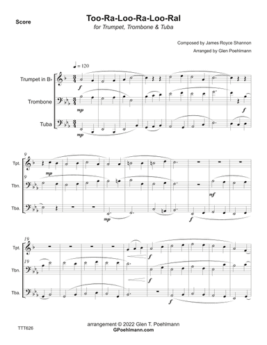 TOO-RA-LOO-RA-LOO-RAL ("That's an Irish Lullaby") - Trumpet, Trombone & Tuba (unaccompanied) (arr. Glen Poehlmann)