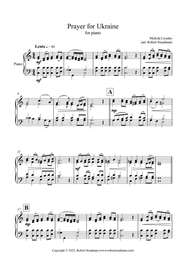 Prayer for Ukraine (piano) (arr. Robert Steadman)
