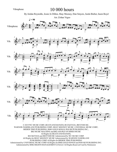 10,000 Hours (arr. Zoltan Vegso)