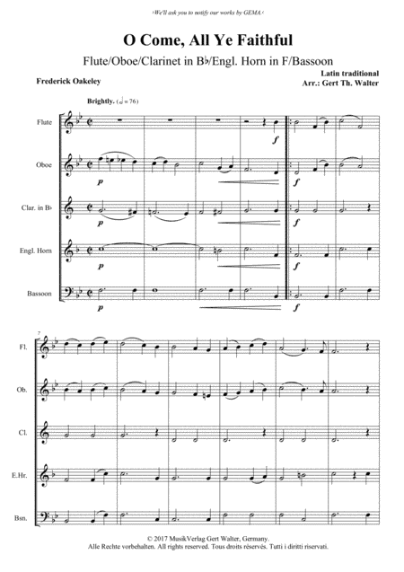 O Come, All Ye Faithful (arr. Gert Th. Walter)
