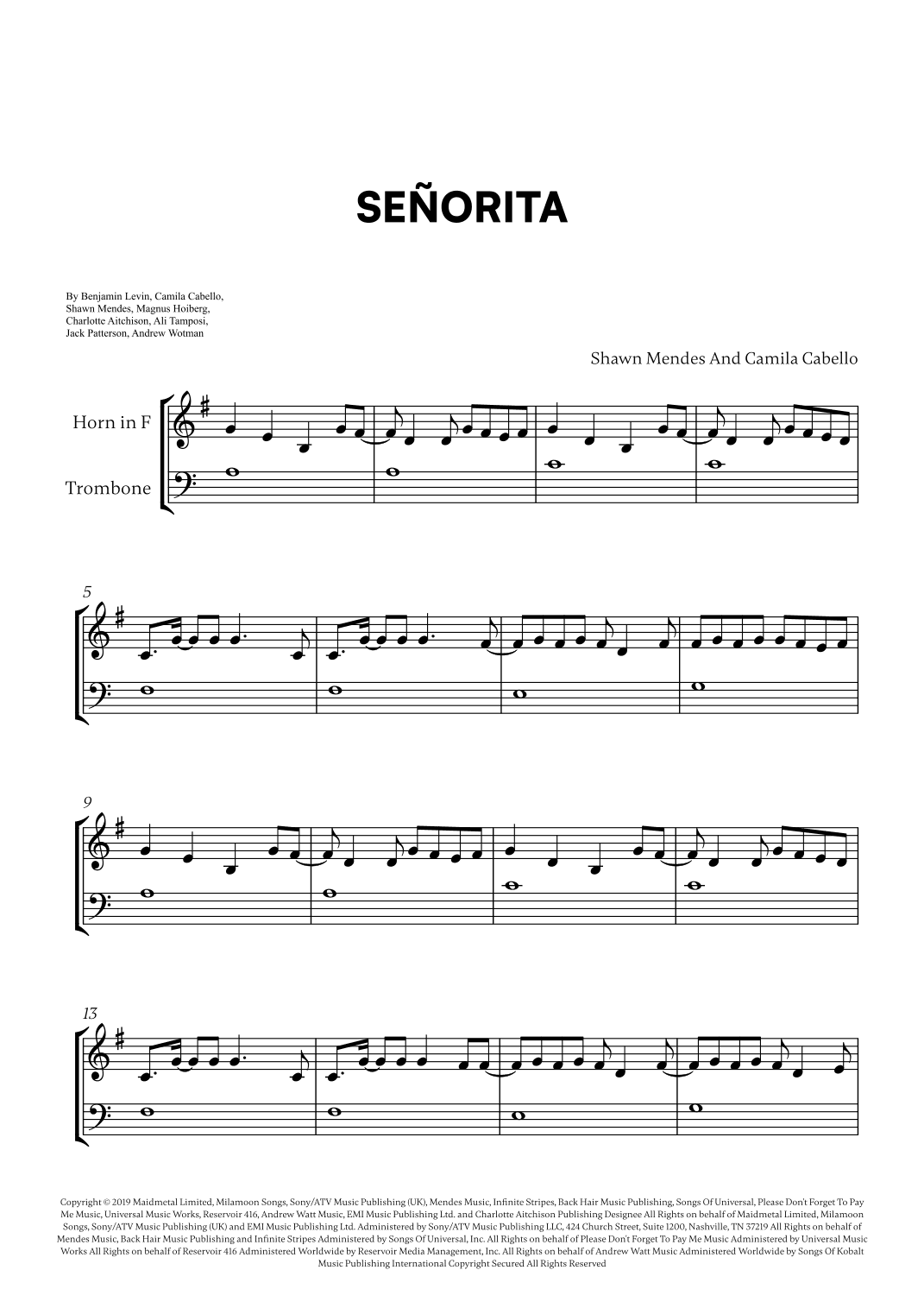 Señorita (arr. Cadenza Editions)
