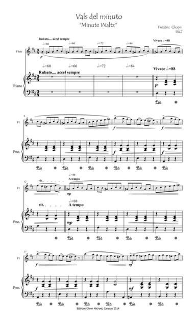Chopin Minute Waltz for flute & piano (arr. Glenn Michael)