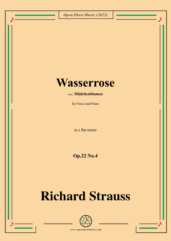 Richard Strauss-Wasserrose,Op.22 No.4,in e flat minor (arr. OSM Press)