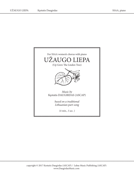 Užaugo Liepa (Up Grew The Linden Tree) - EXTENDED EDITION - Lithuanian Folk Song for SSAA and piano