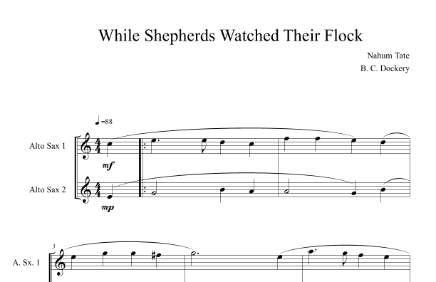 While Shepherds Watched Their Flock (Alto Sax Duet) (arr. B. C. Dockery)
