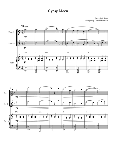 Gypsy Moon (for flute duet and piano accompaniment) (arr. Kaiserin Rebecca)