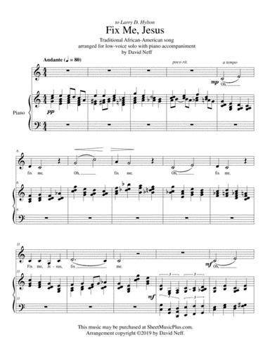 Fix Me, Jesus - low voice solo (arr. David Neff)