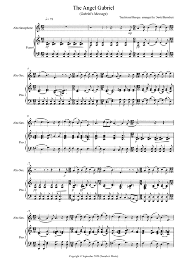 The Angel Gabriel for Alto Saxophone and Piano (arr. David Burndrett)