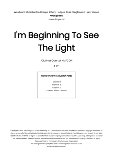 I'm Beginning To See The Light (arr. Leonie Capararo)