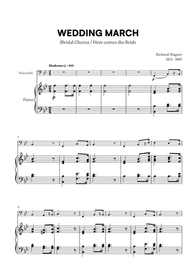 Richard Wagner - Wedding March (Here comes the Bride) (for Cello and Piano) (arr. Cadenza Editions)