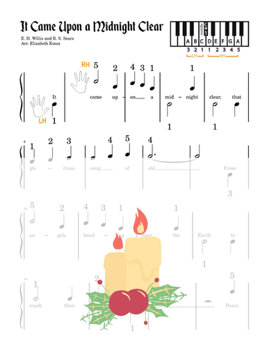 It Came Upon a Midnight Clear - Multi-level COMBO: Finger Number / Alpha Notes / Staff Primer (arr. Elizabeth Essex)