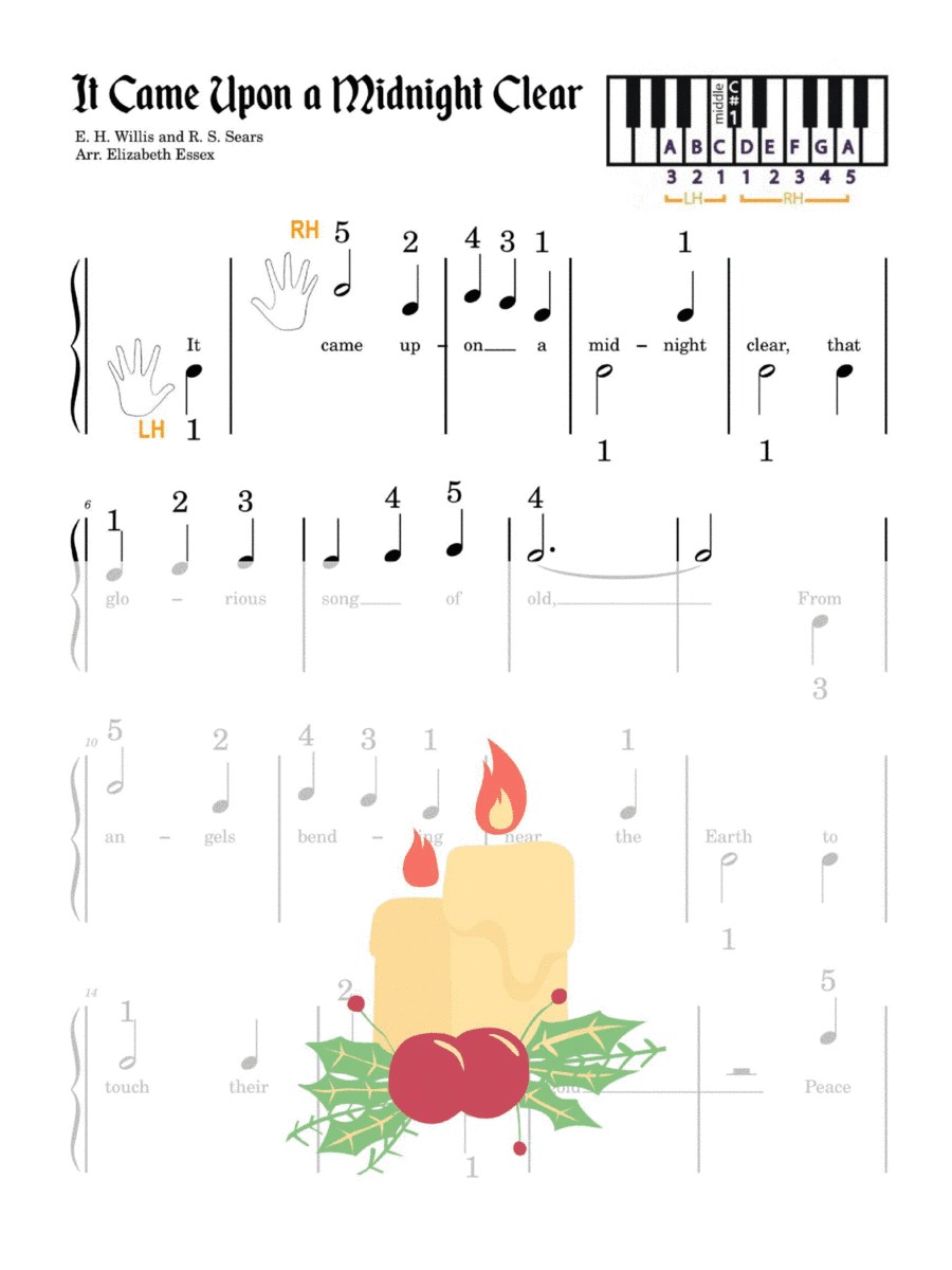 It Came Upon a Midnight Clear - Multi-level COMBO: Finger Number / Alpha Notes / Staff Primer (arr. Elizabeth Essex)