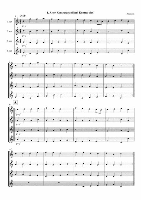 Old dances - Volume 1 - Alto Saxophone Quartet (arr. David Kocijan)