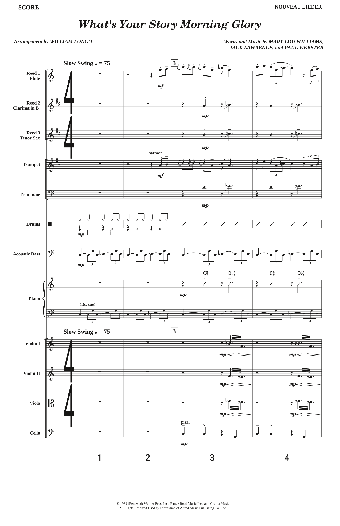 What's Your Story, Morning Glory - Score Only (arr. William Longo)